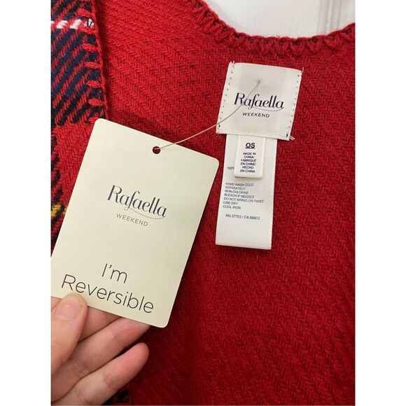 Rafaella Weekend NWT Reversible Red Plaid Acrylic Shrug One Size - Picture 2 of 9